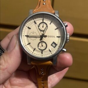 Fossil Tan Leather Strap Watch
